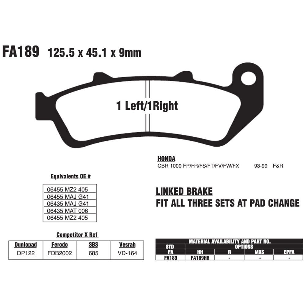 FERODO (SALE) Brake Pads - FDB2002ST (FA189) (Was £19.99)