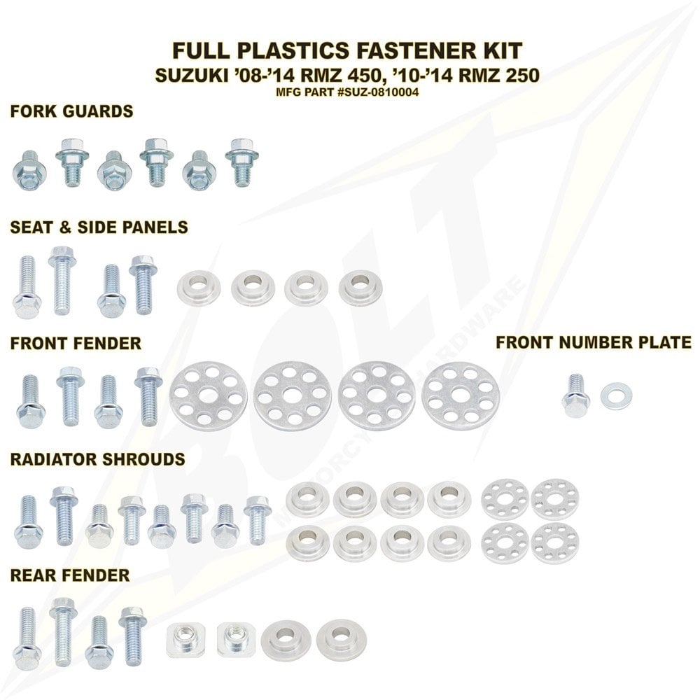 Bolt Hardware - Fastener/Bolt Kit - Plastics - RMZ250 10-18, RMZ450 08-17