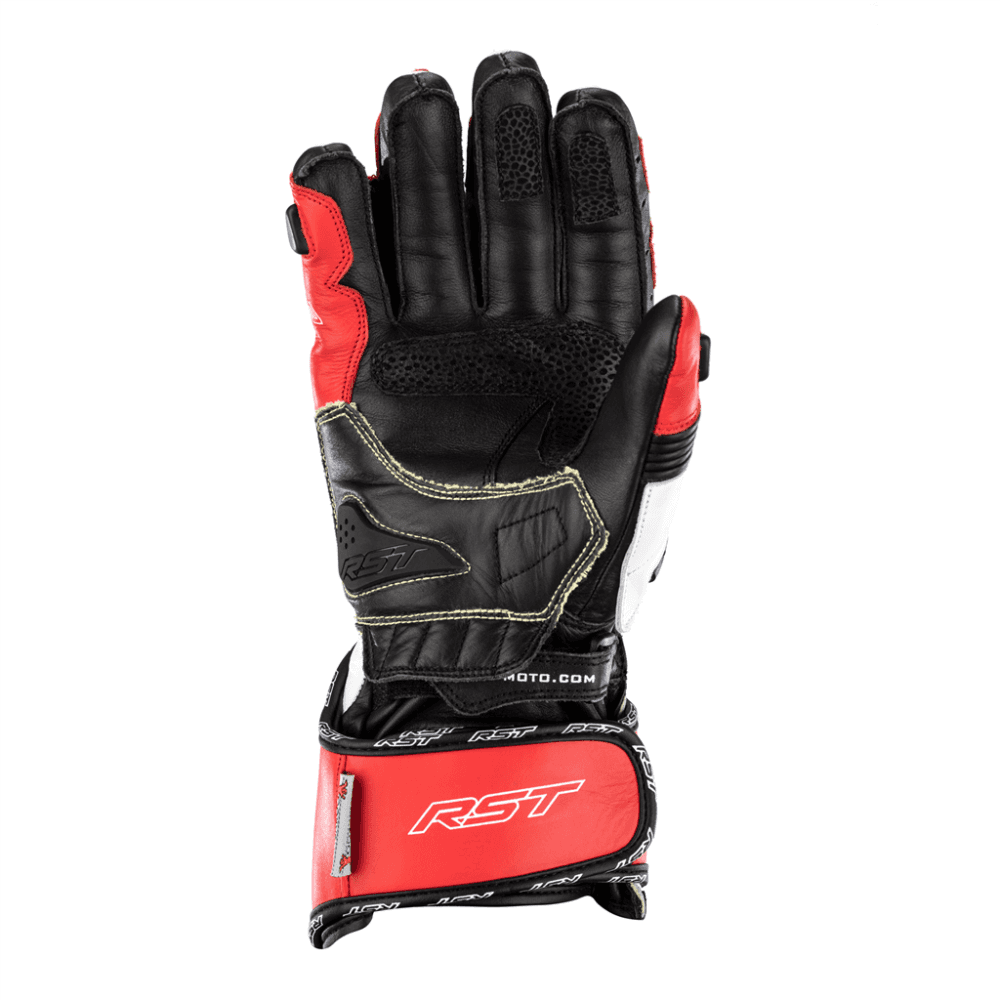 RST Motorcycle Race | Road Leather Gloves - Tractech Evo CE (Red/White/Black)