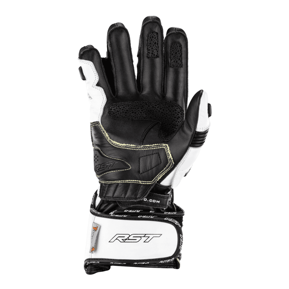 RST Motorcycle Race | Road Leather Gloves - Tractech Evo CE (White/Black)