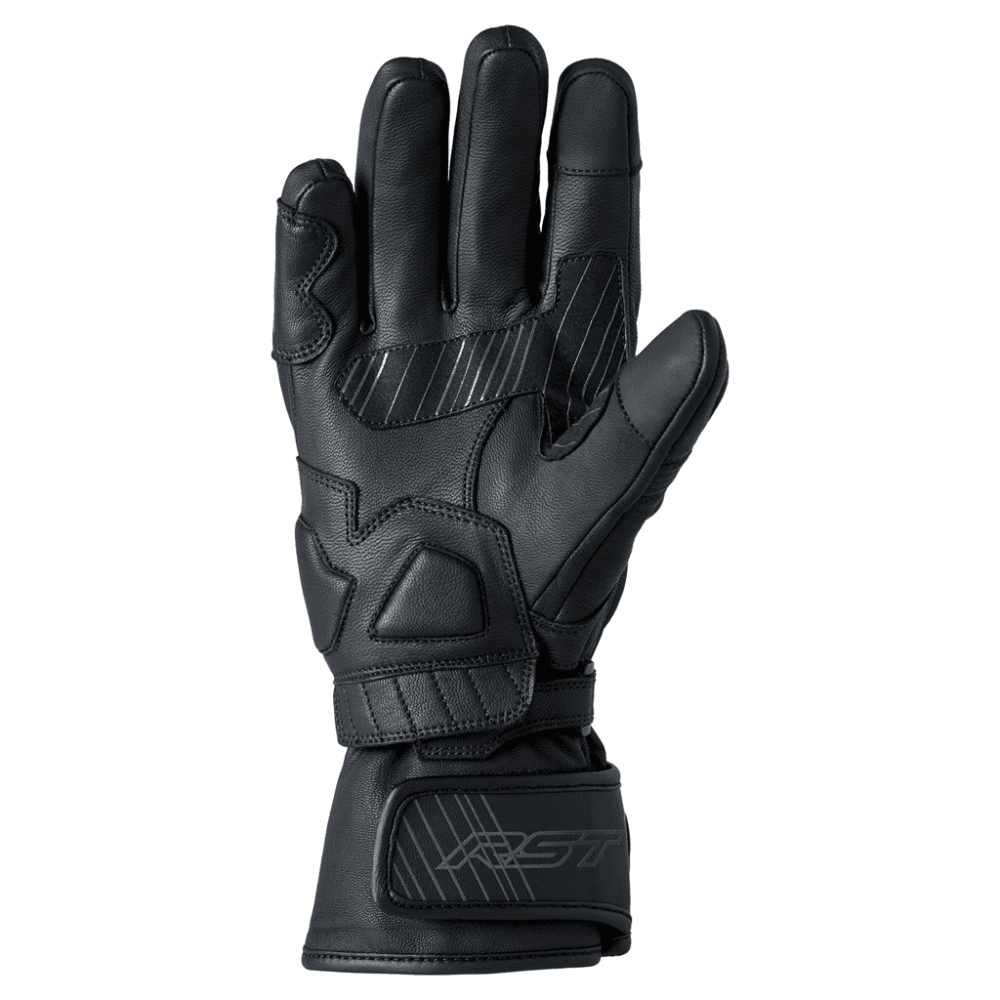 RST Motorcycle Road | Sports Leather Gloves - Fulcrum CE Waterproof (Black / Black)