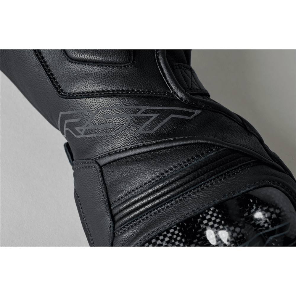 RST Motorcycle Road | Sports Leather Gloves - Fulcrum CE Waterproof (Black / Black)