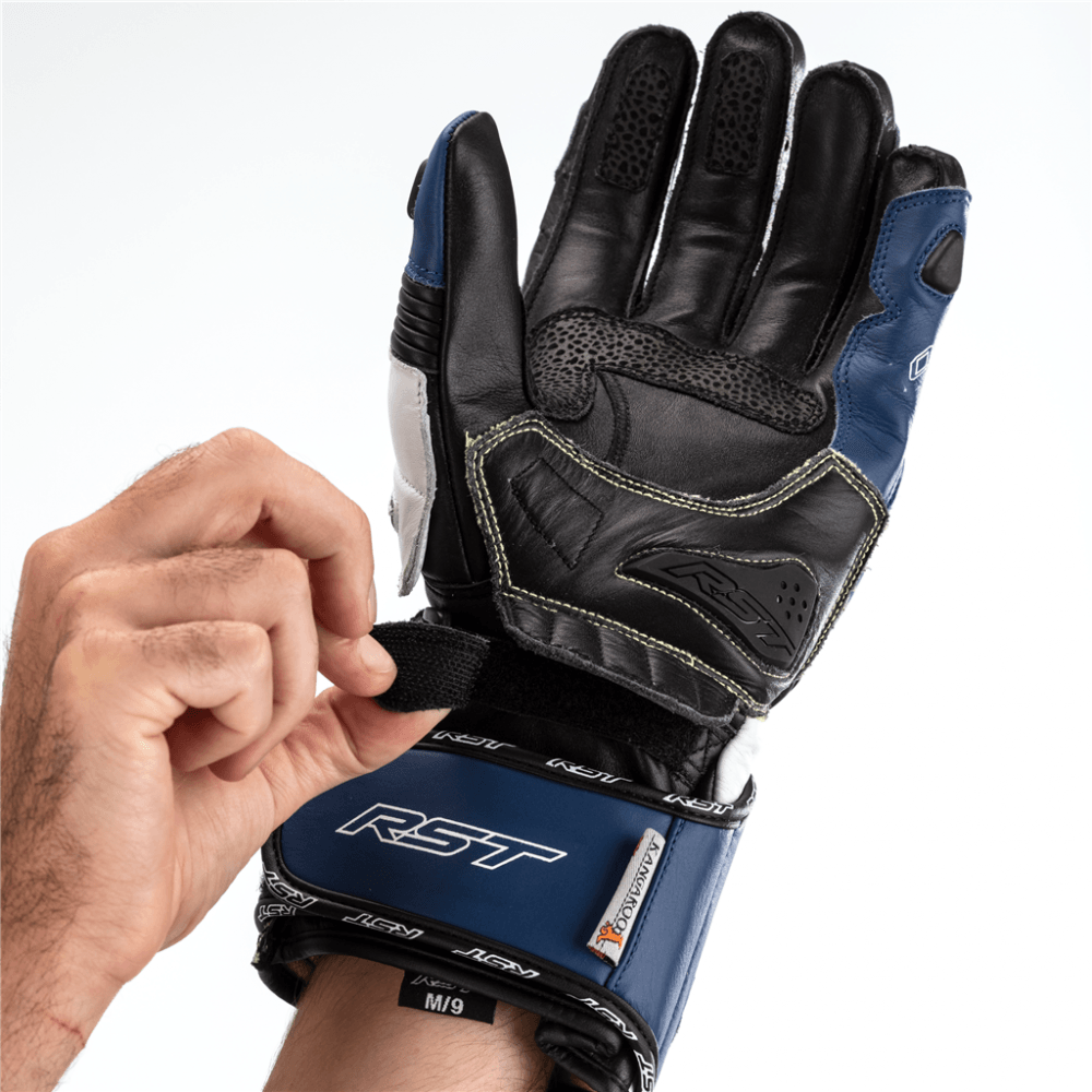 RST Motorcycle Race | Road Leather Gloves - Tractech Evo CE (Blue/Black)