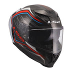 LS2 FF807 Dragon 6k Carbon SUBIC Motorcycle Road Helmet (White/Blue/Red)