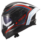 LS2 FF807 Dragon 6k Carbon SUBIC Motorcycle Road Helmet (White/Blue/Red)