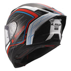 LS2 FF807 Dragon 6k Carbon SUBIC Motorcycle Road Helmet (White/Blue/Red)