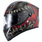 Vcan H128 Titan Motorcycle Helmet (Grey/Red)