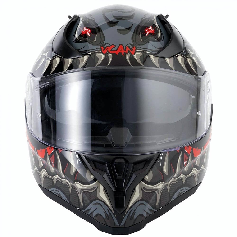Vcan H128 Titan Motorcycle Helmet (Grey/Red)