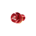 Apico - Magnetic Sump Plug & Washer - M12 x 15mm x 1.5 - CR80 83-02, CR85 03-07, CR125/250 83-07, CR500 83-01, CRF250L 12-23, CRF1000L 16-17, XR250 95-07, XR400 96-04, XR600 90-00, XR650 00-06, YZ250 97-27, YZ250X 16-27, WR250R/X 07-18 - Red