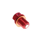 Apico - Magnetic Sump Plug & Washer - M12 x 15mm x 1.5 - CR80 83-02, CR85 03-07, CR125/250 83-07, CR500 83-01, CRF250L 12-23, CRF1000L 16-17, XR250 95-07, XR400 96-04, XR600 90-00, XR650 00-06, YZ250 97-27, YZ250X 16-27, WR250R/X 07-18 - Red