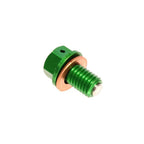 Apico - Magnetic Sump Plug & Washer - M10 x 15mm x 1.5 - KX65 00-27, KX85 01-27, KX100 01-21, KX112 22-27, KX125/250 96-08, KXF250 04-20, KXF450 16-18 - Green