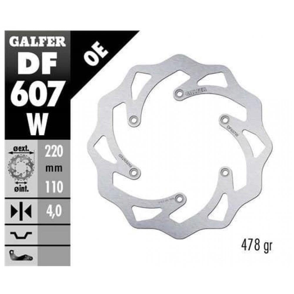 Galfer - Brake Disc (Rear) - WAVY - KTM SX85 21-26, SX/SXF 125-625 96-26, EXC/EXCF 125-625 98-26, Husqvarna TC85 21-26, TC/FC 125-450 14-26, TE/FE 125-450 14-26, Gas Gas MC85 21-26, 125-500 21-26, Husaberg FE/FC/FS/TE 125-650 99-14