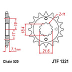 JT (Sprocket) Front - JTF1321 - 520 - CRF250L 13-21, CRF300L 21-26