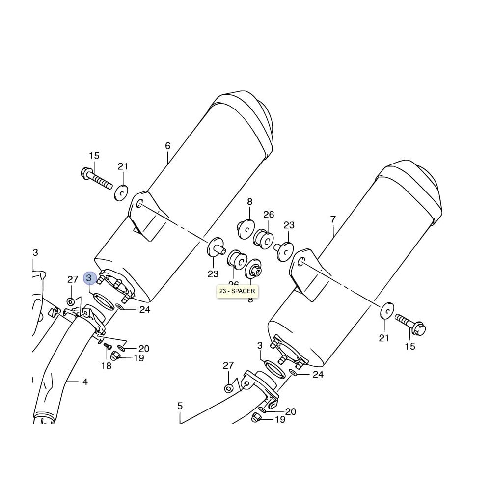 Suzuki Genuine Part - Gasket, Exhaust Pipe (GSXR600 97-00, GSXR750 96-99, GSX1300R 99-17) - 14181-33E00-000