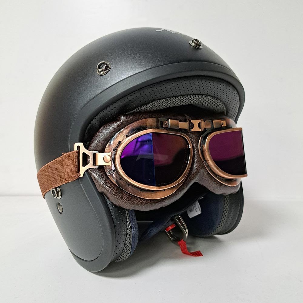 Bikers World (Goggles) Classic/Vintage Aviator Leather Version (Bronze/Brown)