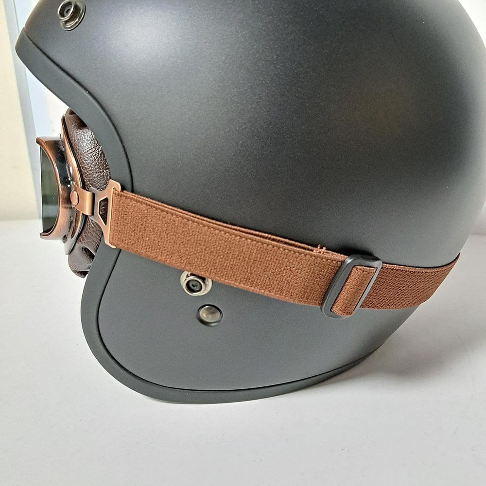 Bikers World (Goggles) Classic/Vintage Aviator Leather Version (Bronze/Brown)