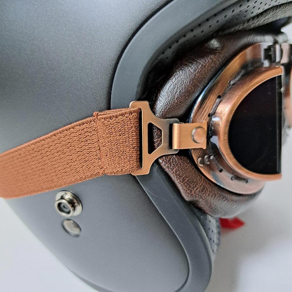 Bikers World (Goggles) Classic/Vintage Aviator Leather Version (Bronze/Brown)