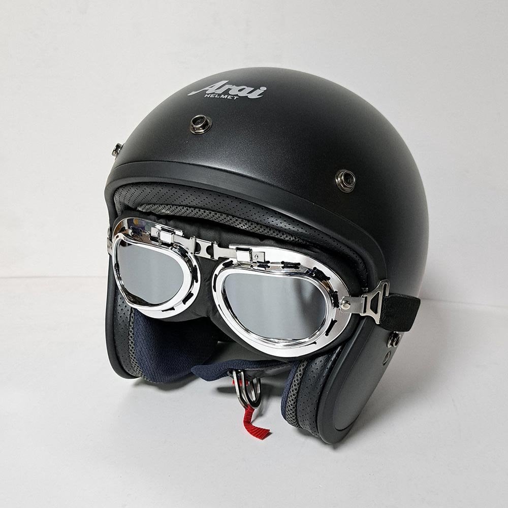 Bikers World (Goggles) Classic/Vintage Leather Version (Silver/Black)
