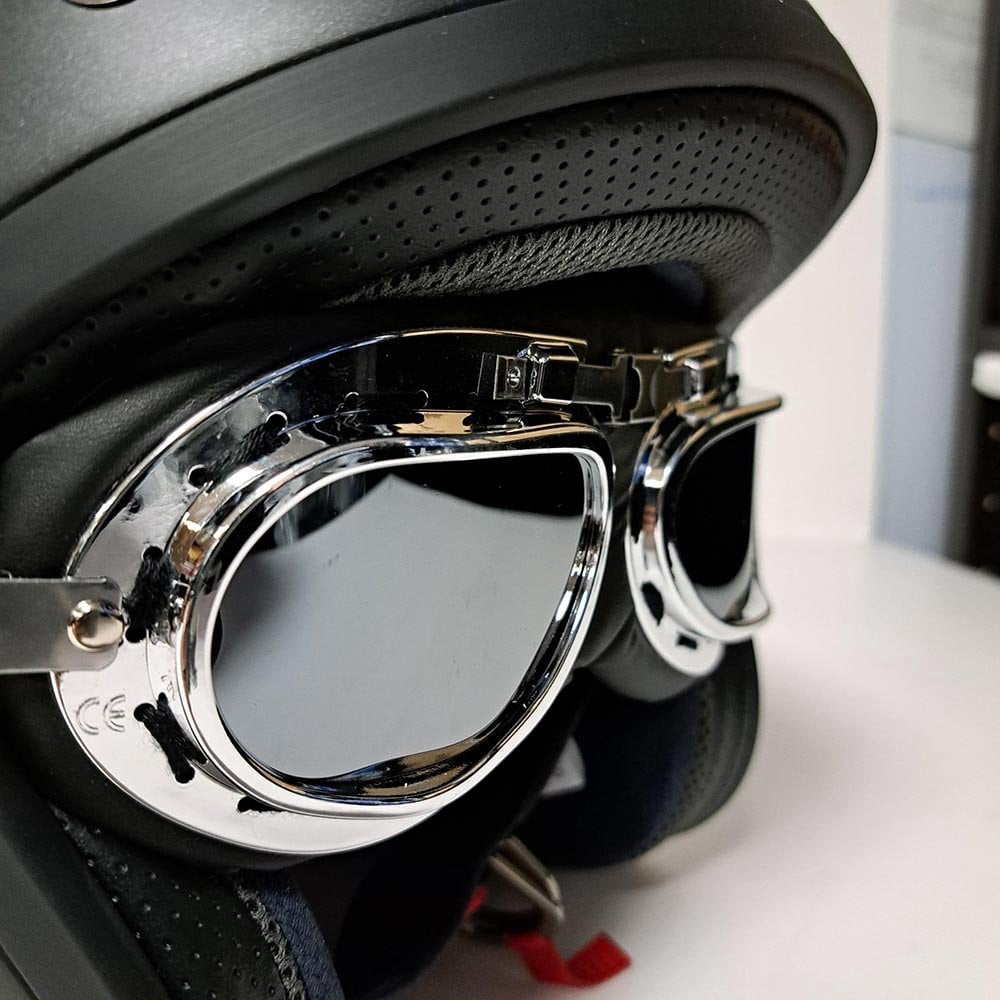 Bikers World (Goggles) Classic/Vintage Leather Version (Silver/Black)