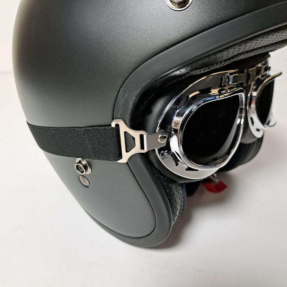 Bikers World (Goggles) Classic/Vintage Leather Version (Silver/Black)