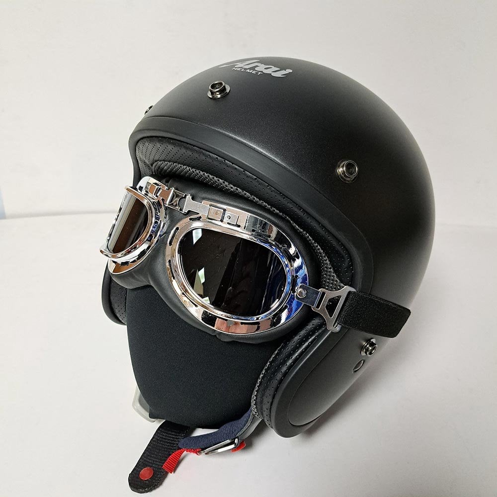 Bikers World (Goggles) Classic/Vintage Leather Version (Silver/Black)