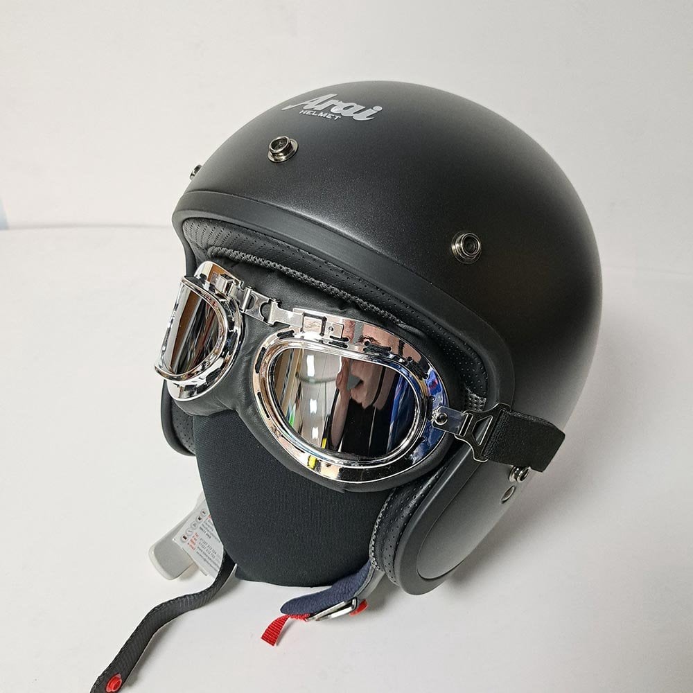 Bikers World (Goggles) Classic/Vintage Leather Version (Silver/Black)