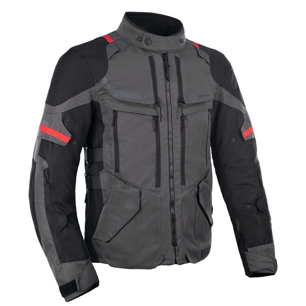 Oxford (SALE) Motorcycle Textile Jacket - Rockland Mens (Charcoal/Black/Red)
