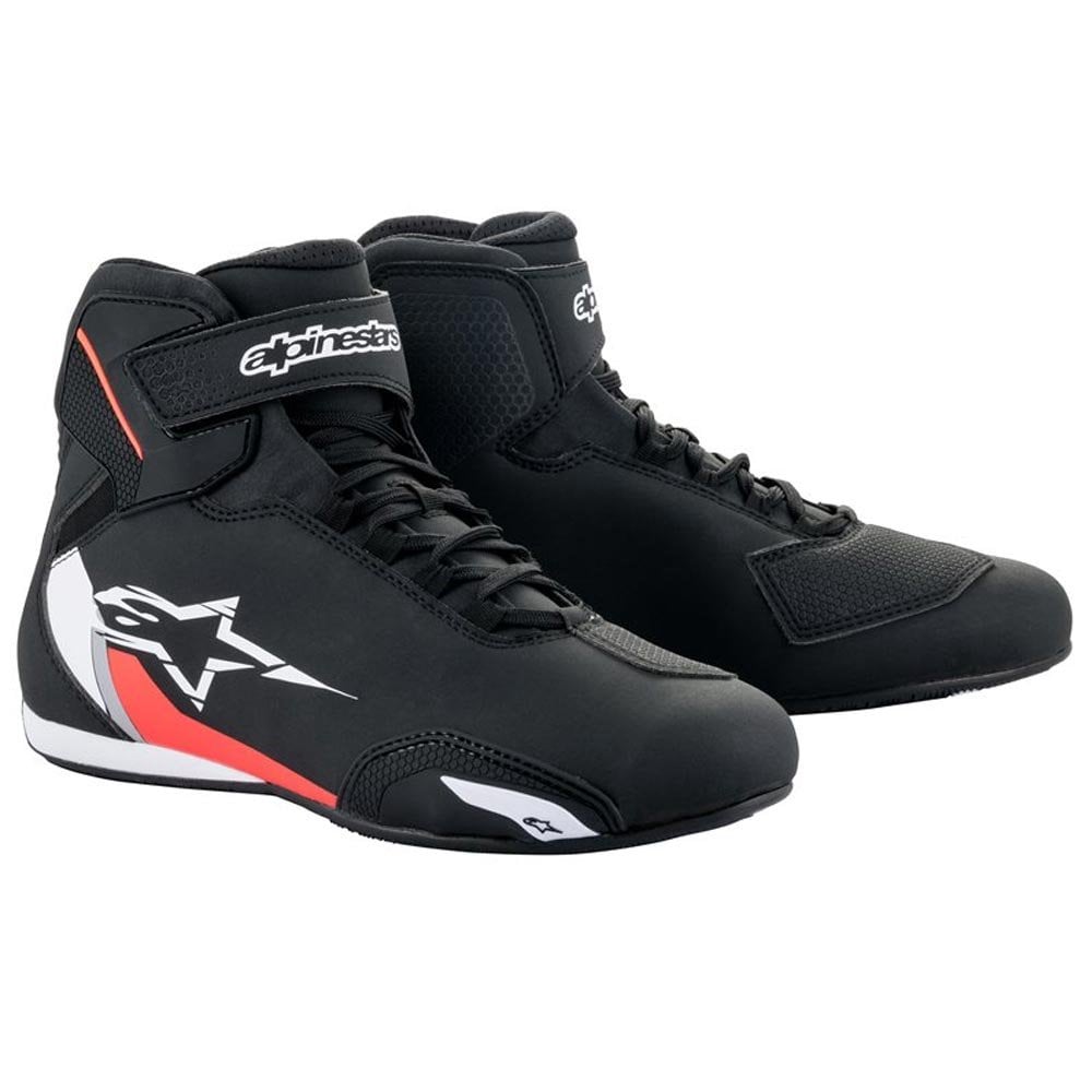 Alpinestars Sektor Motorcycle Riding Shoes (Black/White/Red Fluo)