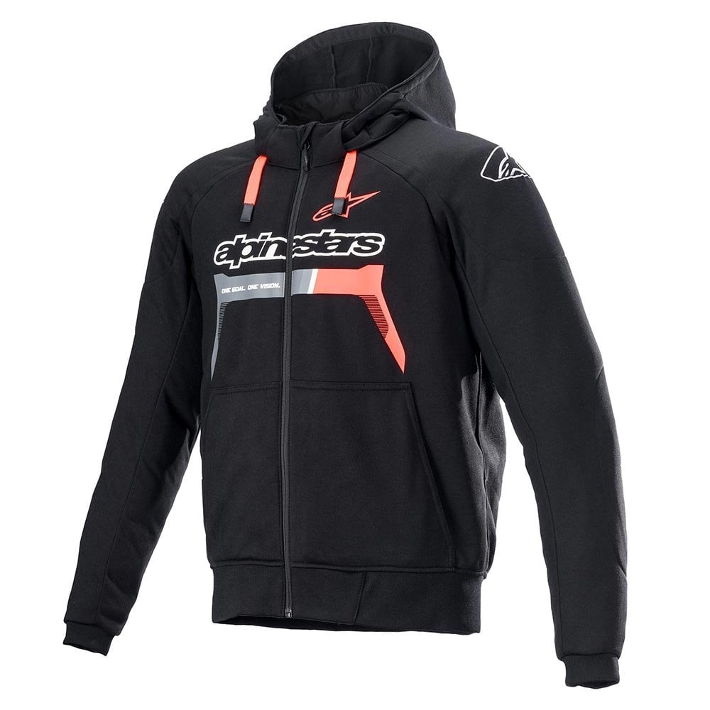 Alpinestars Chrome Ignition Motorcycle Sports Riding Hoodie (Black/Red/Fluo)