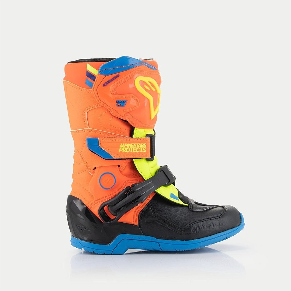 Alpinestars Kids MX Boots - Tech 3S (Orange Fluo/Enamel Blue/Yellow Fluo)