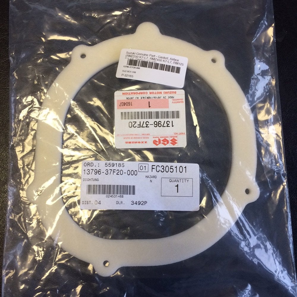 Suzuki Genuine Part - Gasket, Airbox (RMZ250 K7-L8, RMZ450 K7-L7, RM125 K4-K8, RM250 K4-K8) - 13796-37F20-000