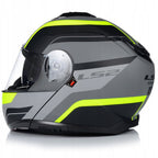 LS2 Motorcycle Flip Up Helmet - FF908 Strobe II Monza (Matt Black/Grey/Yellow)