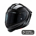 Alpinestars Supertech R10 Solid Motorcycle Race Helmet (Black Carbon Matt / Gloss)