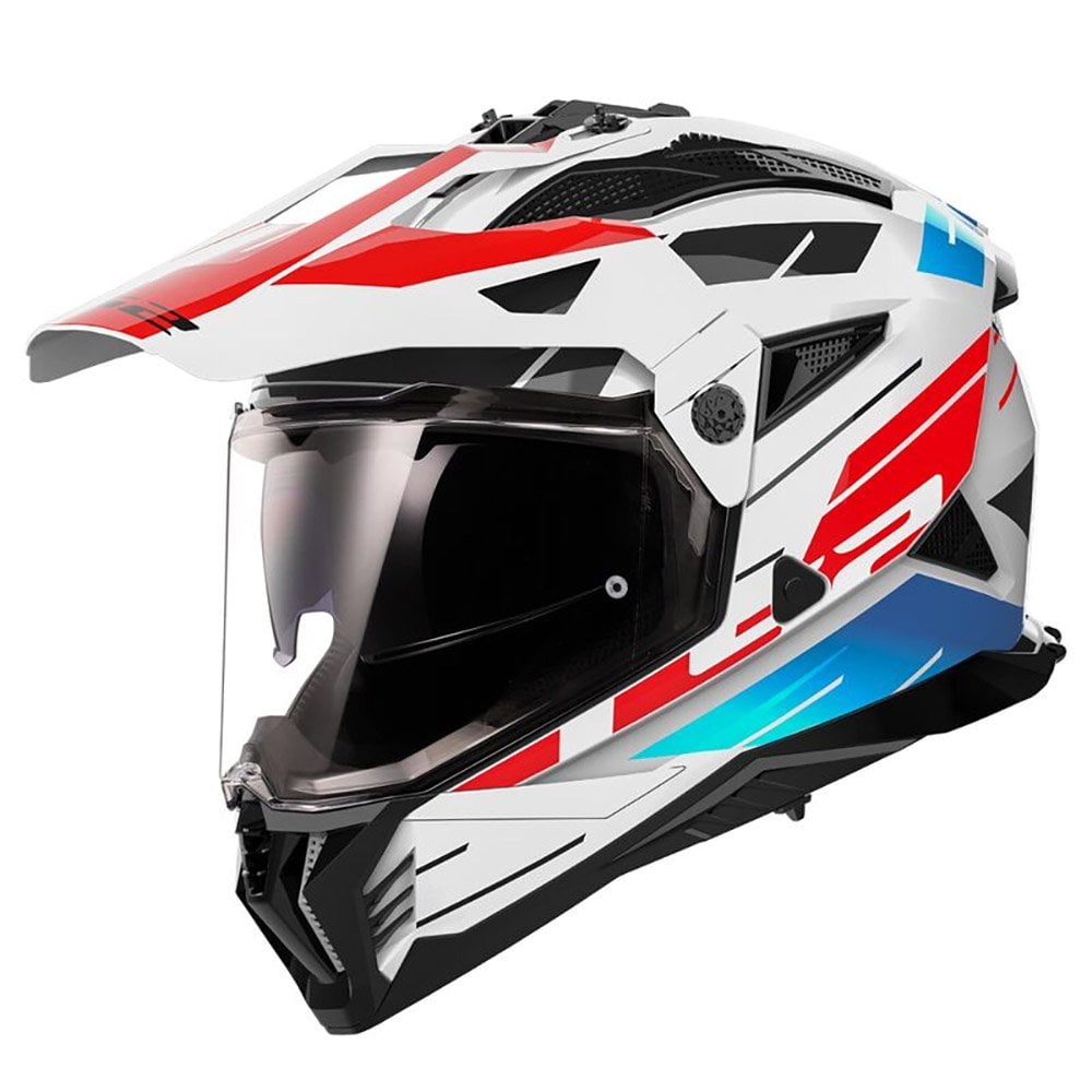 LS2 Motorcycle Adventure Helmet - MX702 Pioneer II NAMIB (Gloss White/Red/Blue/Black)