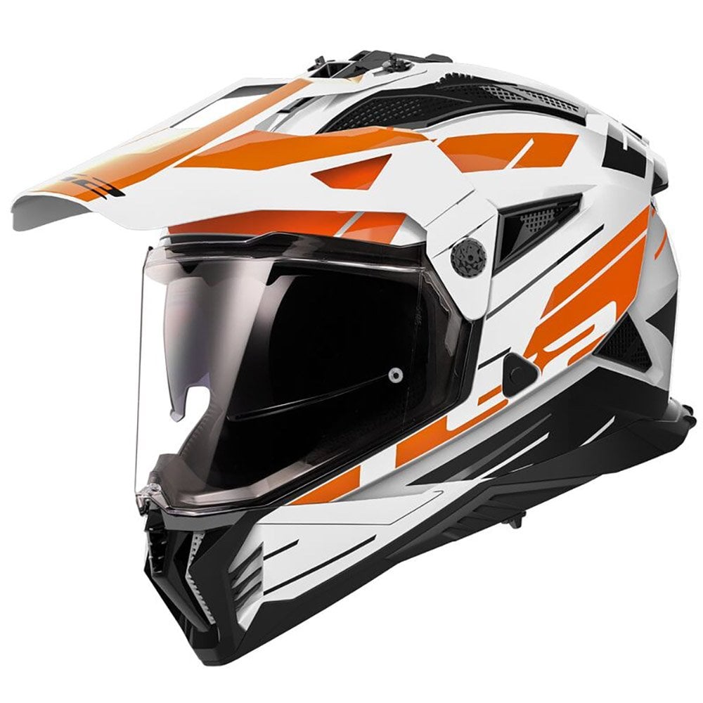 LS2 Motorcycle Adventure Helmet - MX702 Pioneer II NAMIB (Gloss White/Orange/Black)