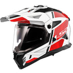 LS2 Motorcycle Adventure Helmet - MX702 Pioneer II HILL (Gloss White/Red/Black)