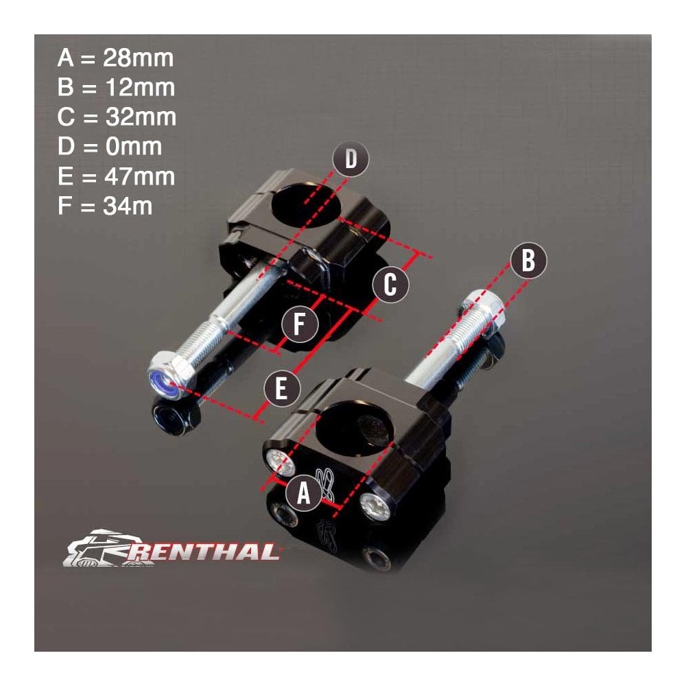 Renthal - Bar Mounts - Fat Bar/28.6mm - 0mm Offset - CRF250/450 00-26, YZF/WRF250/450 14-26, KX85/112 01-26, KX125/250 03-08, KXF250/450 17-26, KLX140 11-26