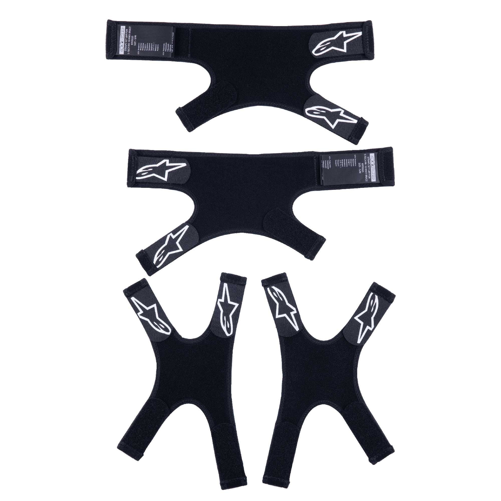 Alpinestars (Spares) Knee Brace Strap Set (Pair) - Supertech RK-10 (Black/White)
