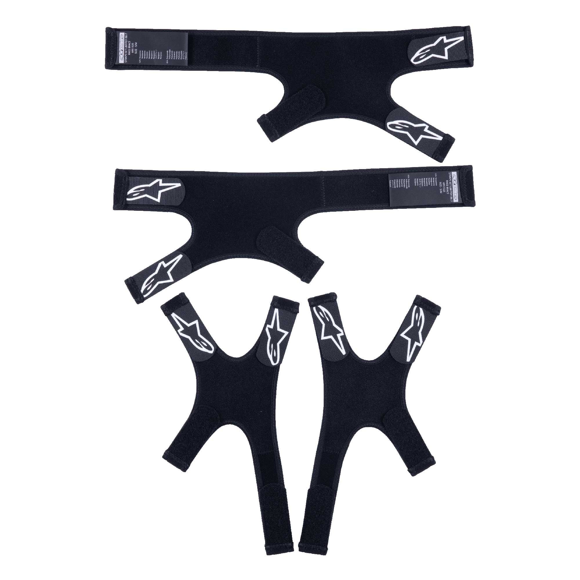 Alpinestars (Spares) Knee Brace Strap Set (Pair) - Supertech RK-7 (Black/White)