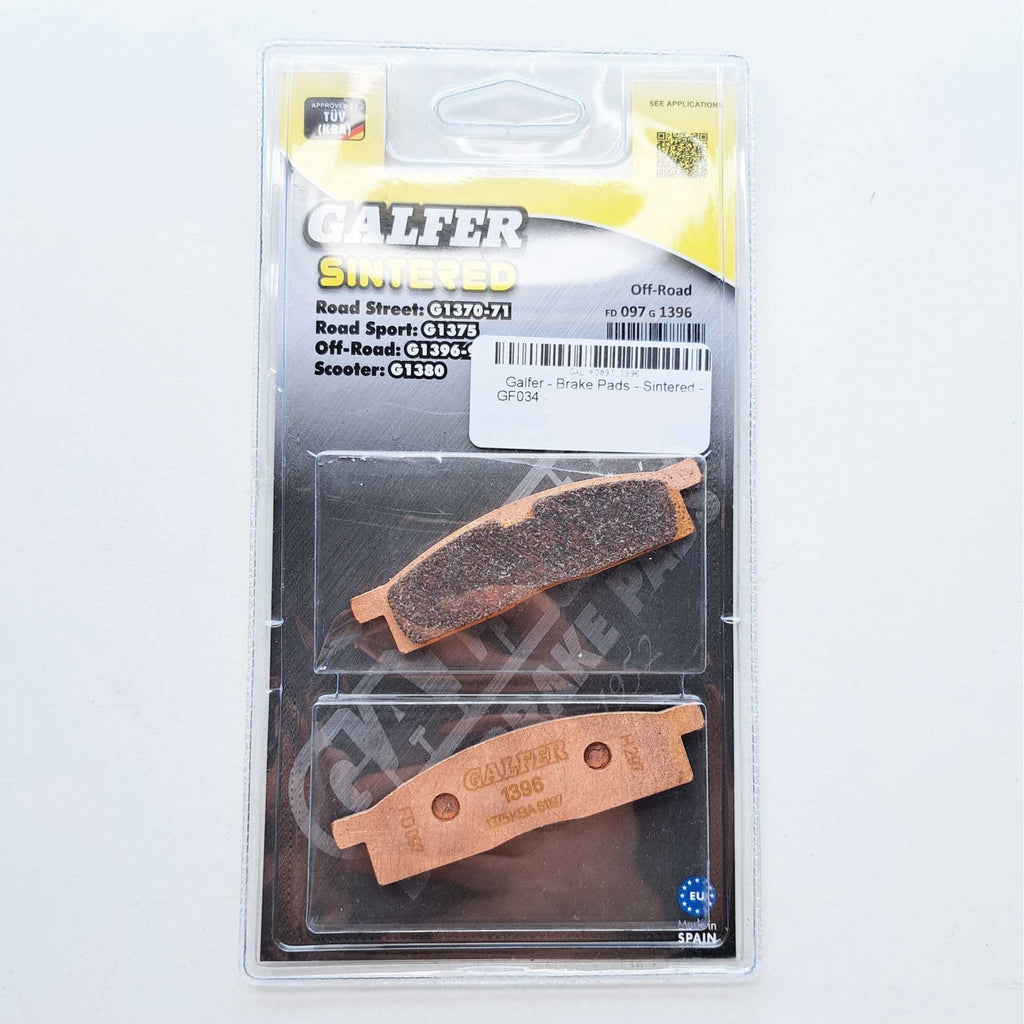 Galfer - Brake Pads - Sintered - GF034 - Front YZ65 18-26, YZ80 93-01, YZ85 02-26