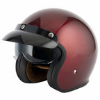 Vcan H589 Open Face Helmet inc Peak (Burgundy)