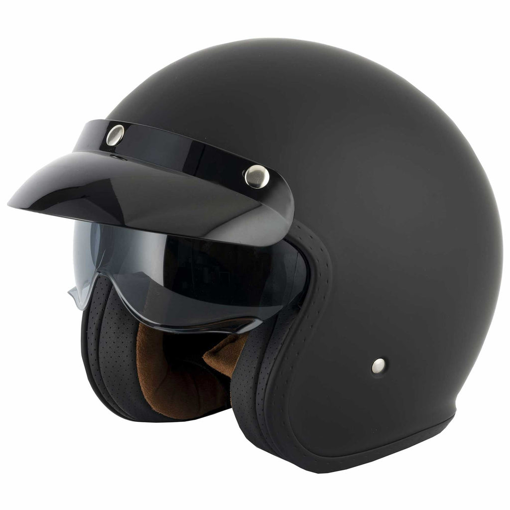 Vcan H589 Open Face Helmet inc Peak (Matte Black)