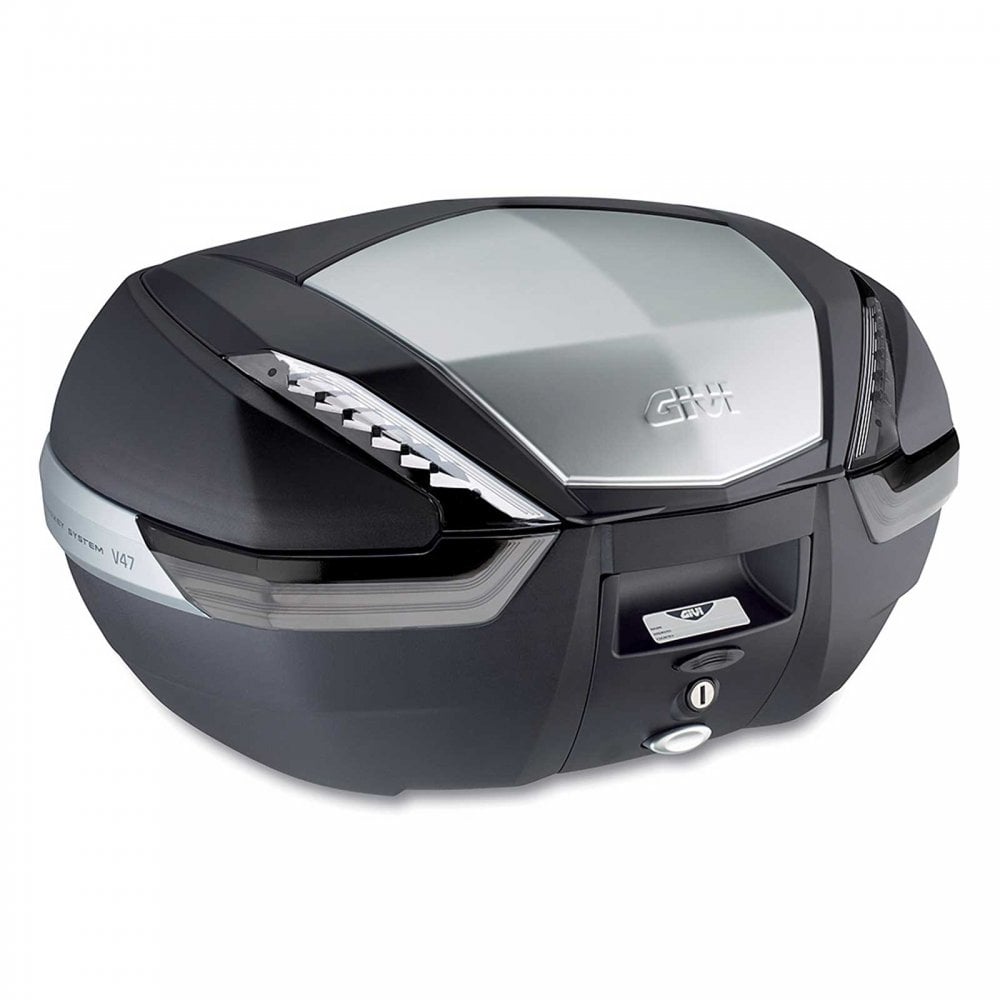Givi (Top Box) - V47NT - Black with Anodised Aluminium Finish w/Smoked Reflectors