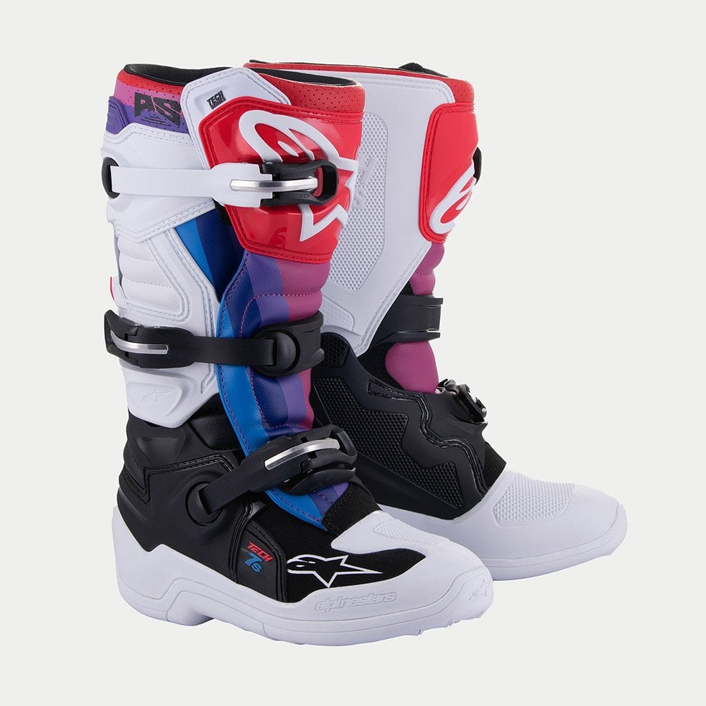 Alpinestars Youth MX Boots - Tech 7S (Black/White/Rainbow)