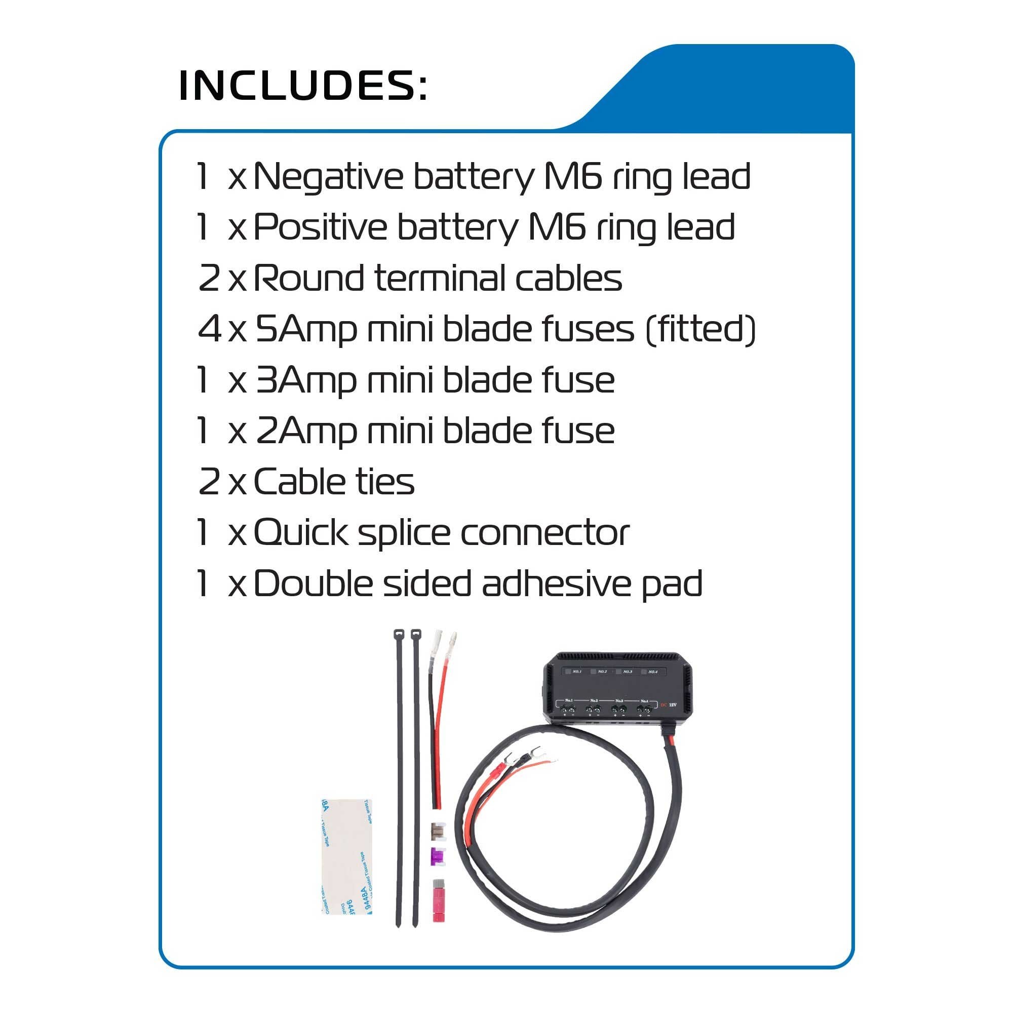 Oxford - Junction Box 12V - 4 Fused Power Outlets