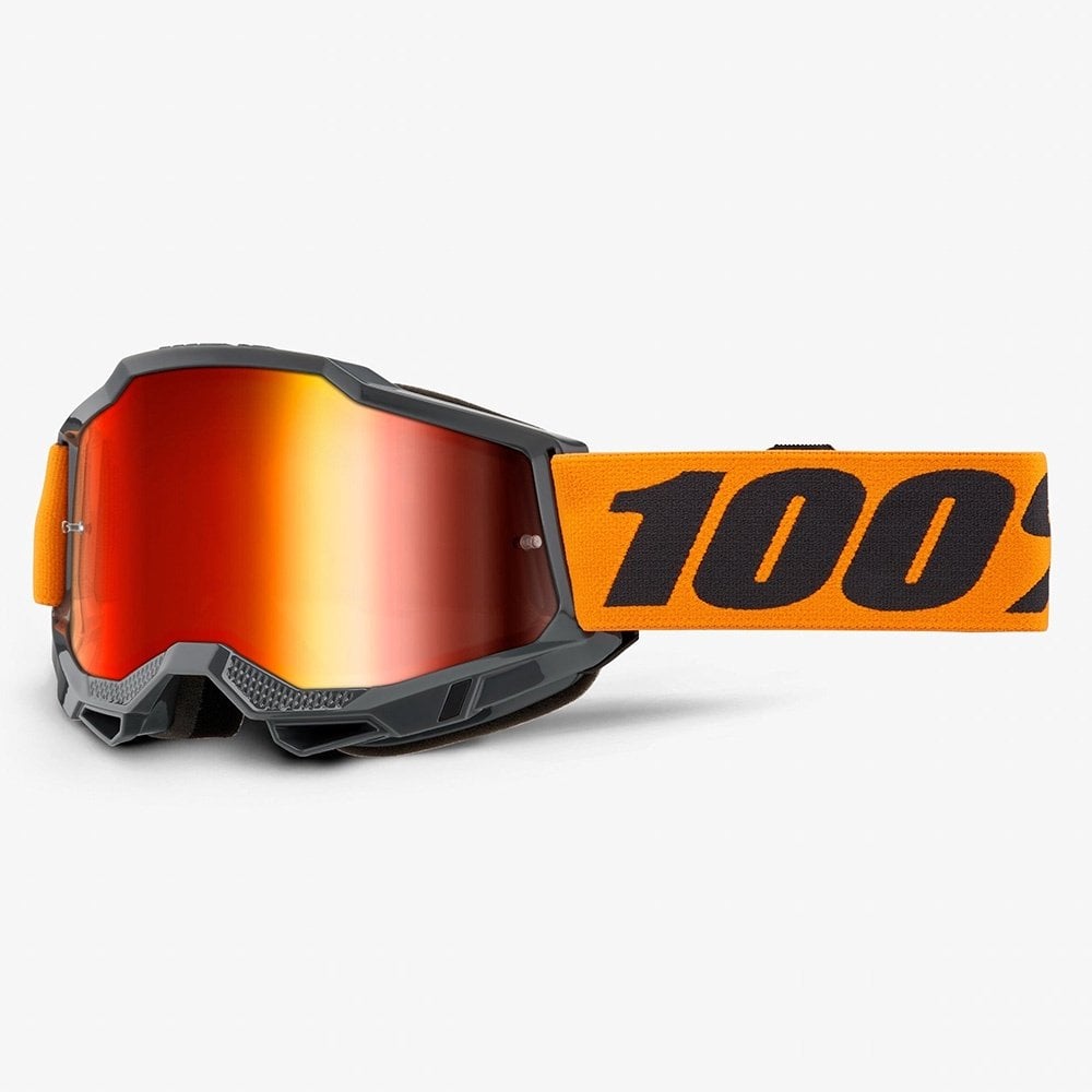100% MX | MTB Goggles - Accuri-2 (GREY/ORANGE) Red Iridium Lens
