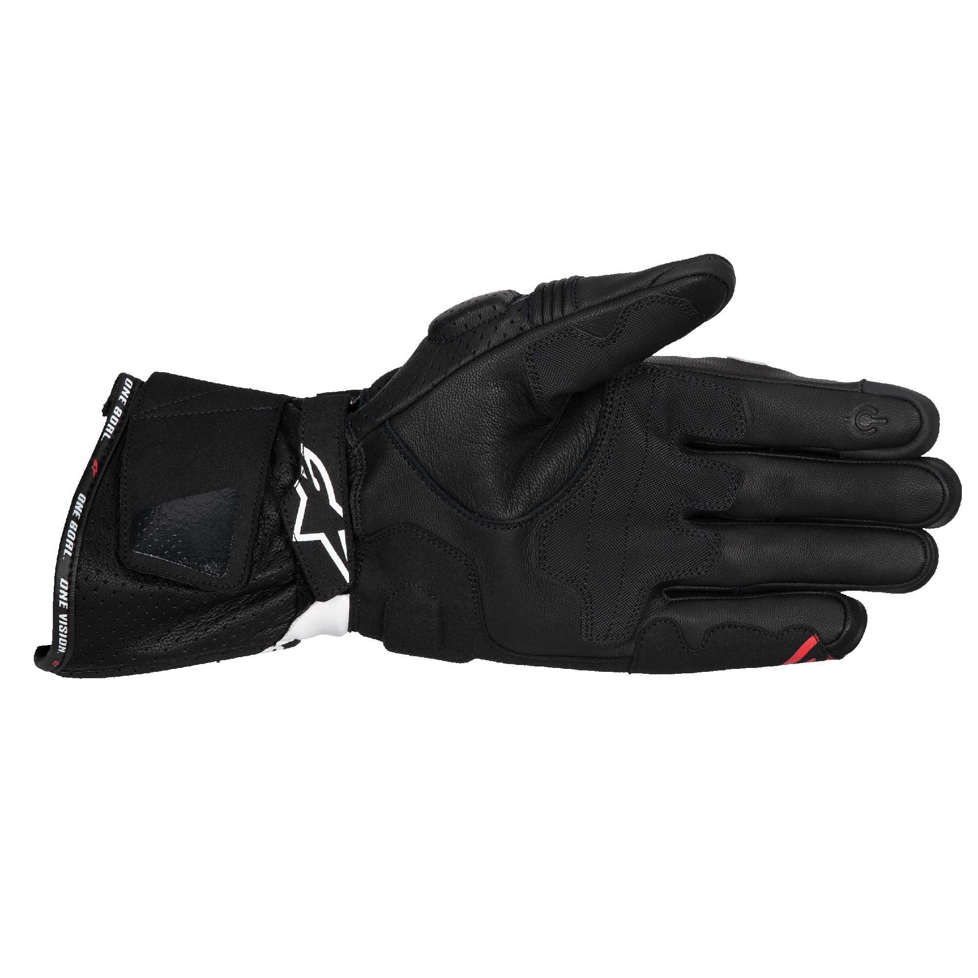 Alpinestars SP-3 Motorcycle Sports Leather Gloves (Black/White/Red Fluo)