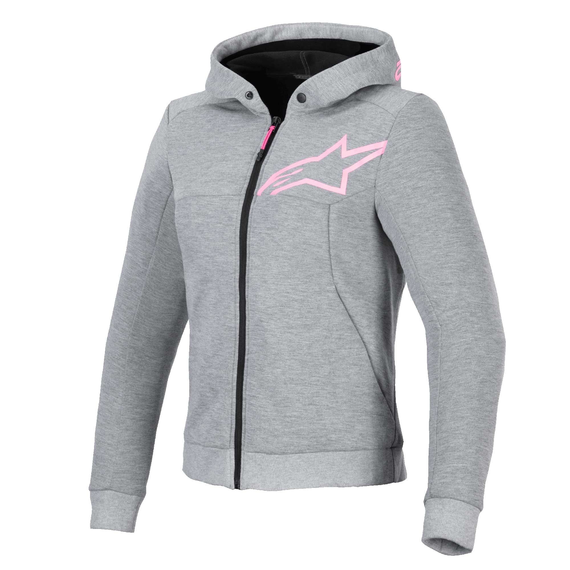 Alpinestars Women's Chrome V2 SPORT Motorcycle Hoodie (Grey Heather/Pink Fluo)