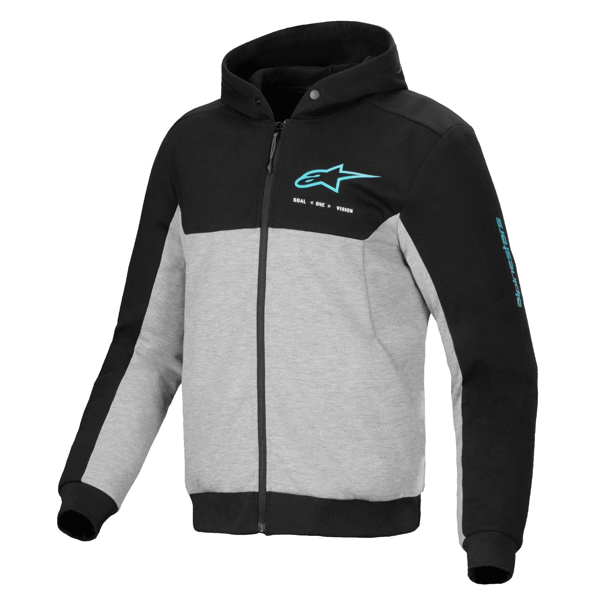 Alpinestars Chrome V2 SPORT Motorcycle Sports Jacket Hoodie (Black/Grey Heather/Turquoise)