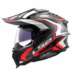 LS2 MX701 Explorer Carbon Frontier II Adventure Helmet (Black/Grey/Red)